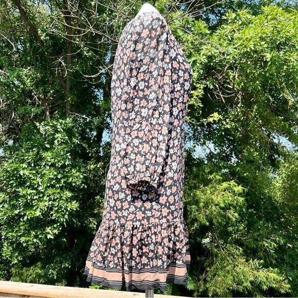 Club Monaco Floral Long Sleeve Self Tie Mini Dress Size Small - Picture 5 of 5